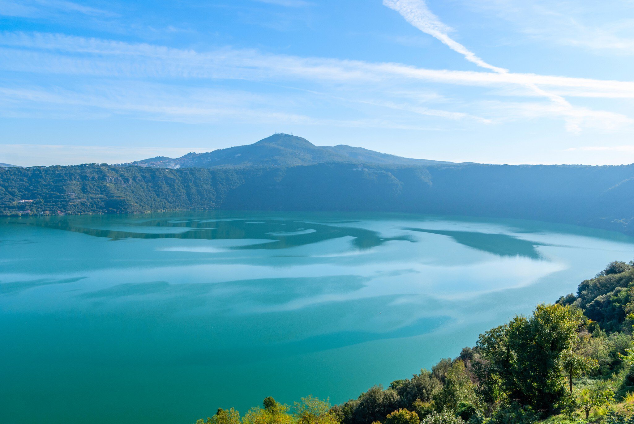 View of Lake Albano from the town of Castel Gandolfo, in the Albano Hills, south of Rome, Italy; Shutterstock ID 1638584635;