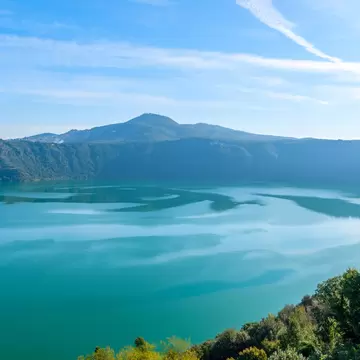 View of Lake Albano from the town of Castel Gandolfo, in the Albano Hills, south of Rome, Italy; Shutterstock ID 1638584635;