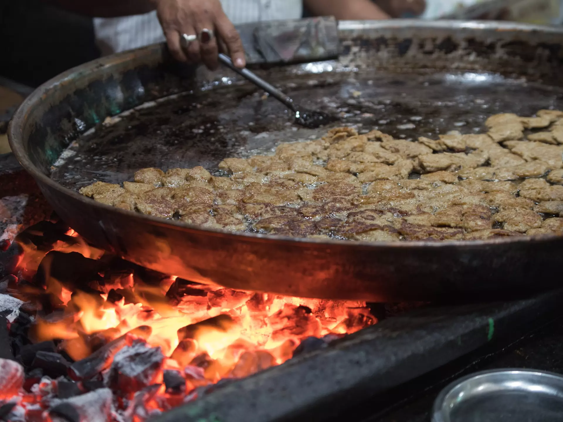 Cooking kakori kebab in Lucknow, India