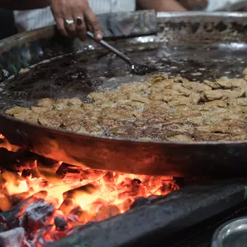 Cooking kakori kebab in Lucknow, India