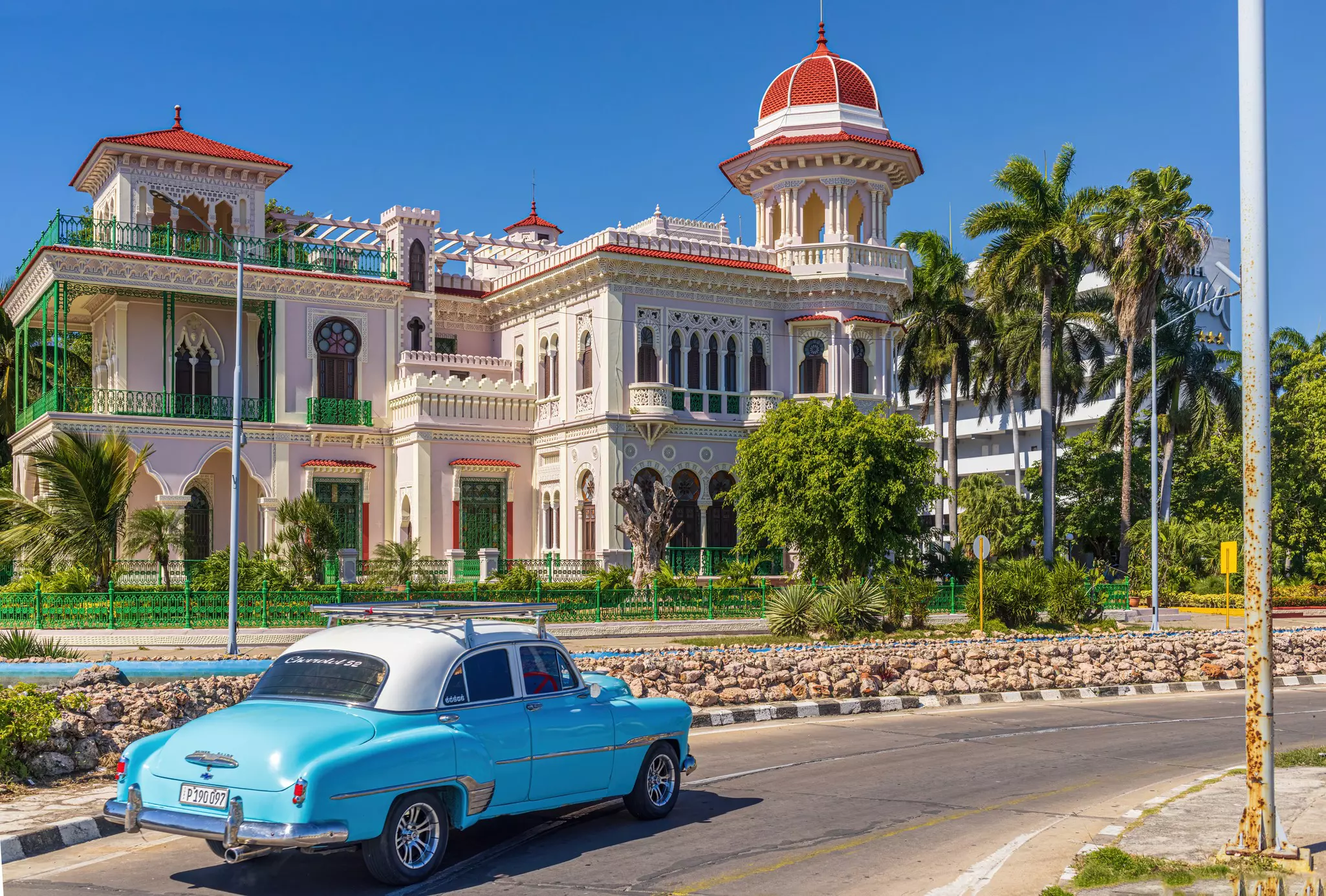 CIENFUEGOS, CUBA - JANUARY 2021: Exteriors of Valle Palace (Palacio de Valle), Cienfuegos, Cuba  License Type: media  Download Time: 2023-08-08T12:45:24.000Z  User: gwencotter  Is Editorial: Yes  purchase_order: