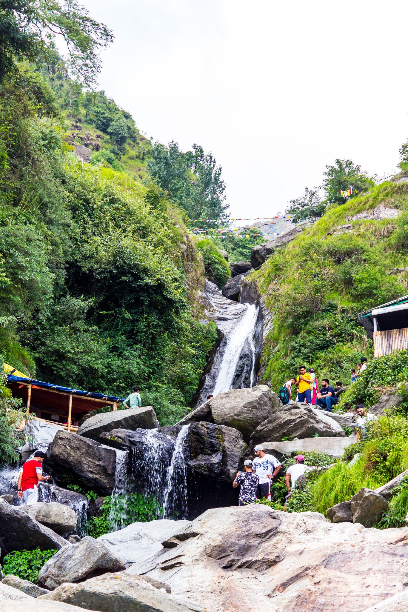 Majestic landscape of Bhagsu Nag waterfall and green nature around it. Mcleodganj, Himachal Pradesh, India.