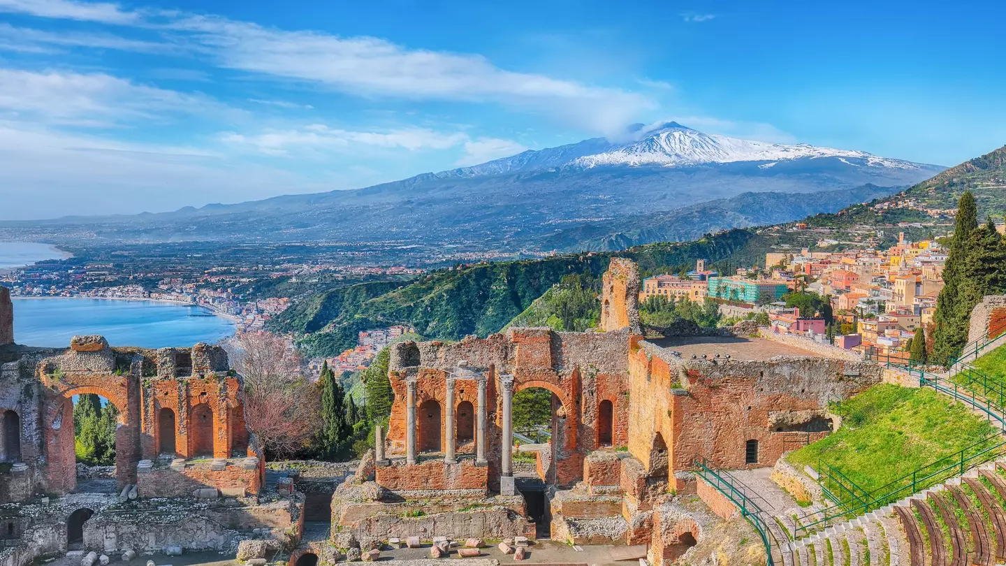 The ruins of the ancient theater in Taormina.