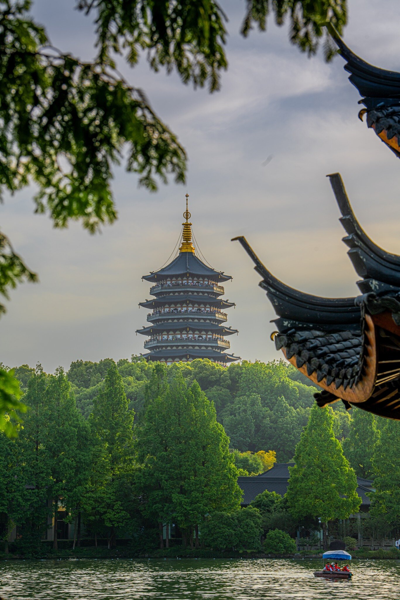 Leifeng Pagoda Overlooking West Lake in Hangzhou.