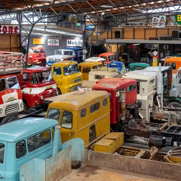 Invercargill, South Island, New Zealand- January, 2023: Colorful heavy vintage truck collection in the Bill Richardson Transport World Museum; Shutterstock ID 2262065939;