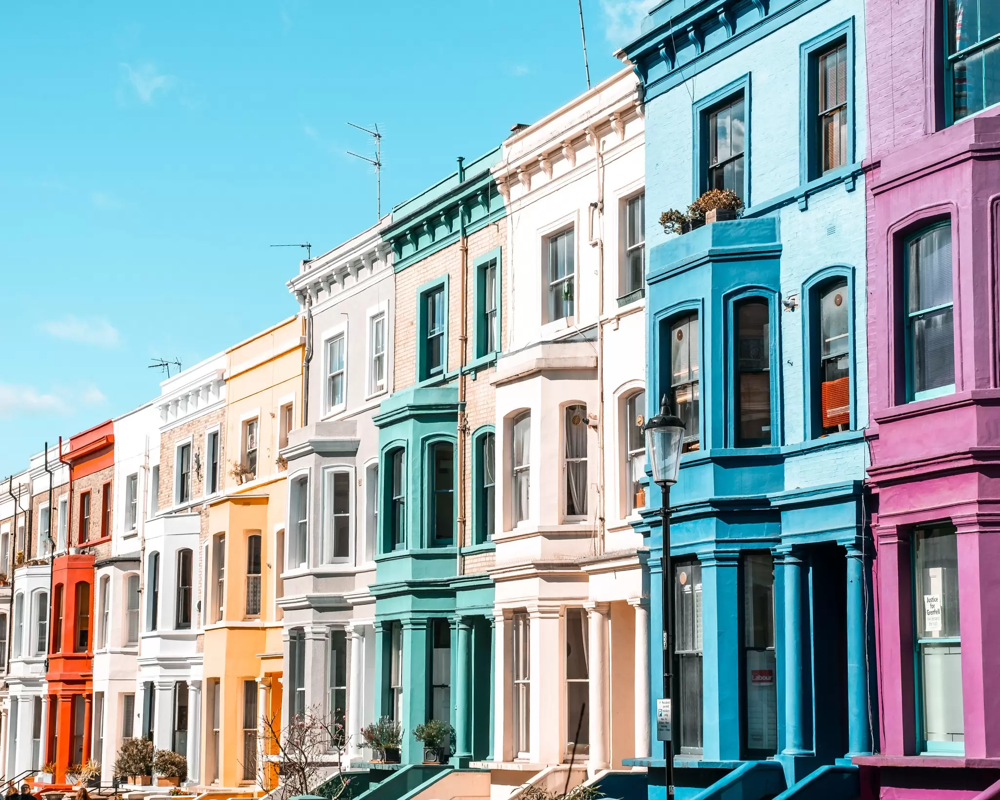 Colorful houses of Notting Hill in London