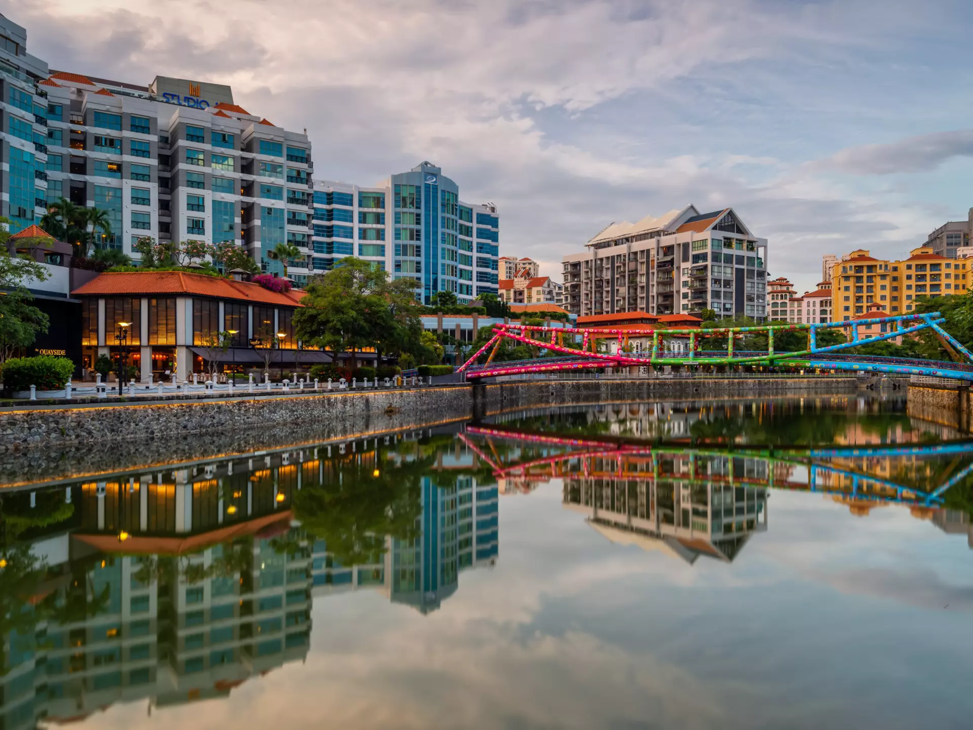 A view of the colorful Alkaff Bridge in Singapore 