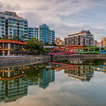 A view of the colorful Alkaff Bridge in Singapore 