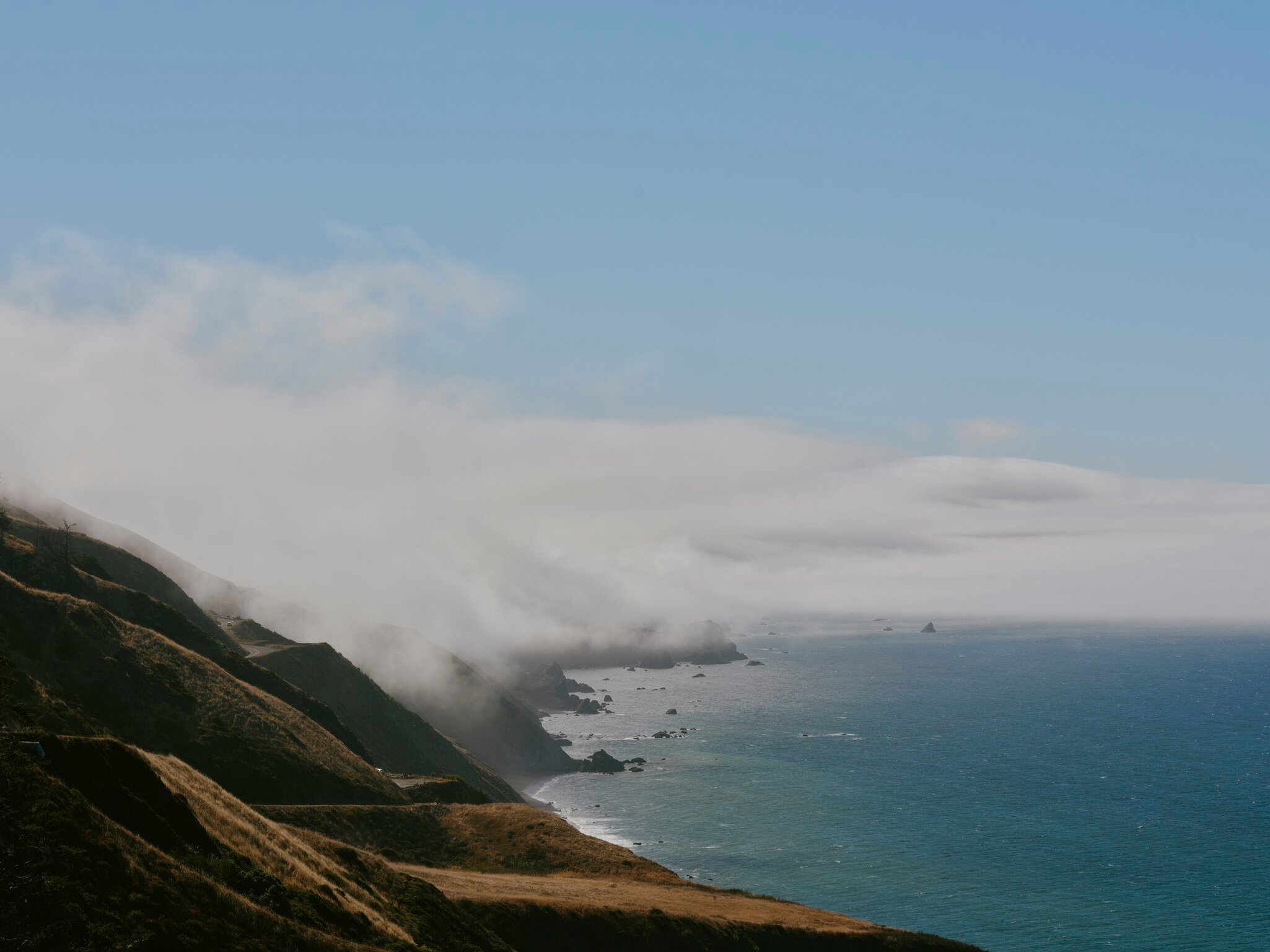 Rugged Sonoma coastline along Highway 1, Sonoma Valley, July 2025.