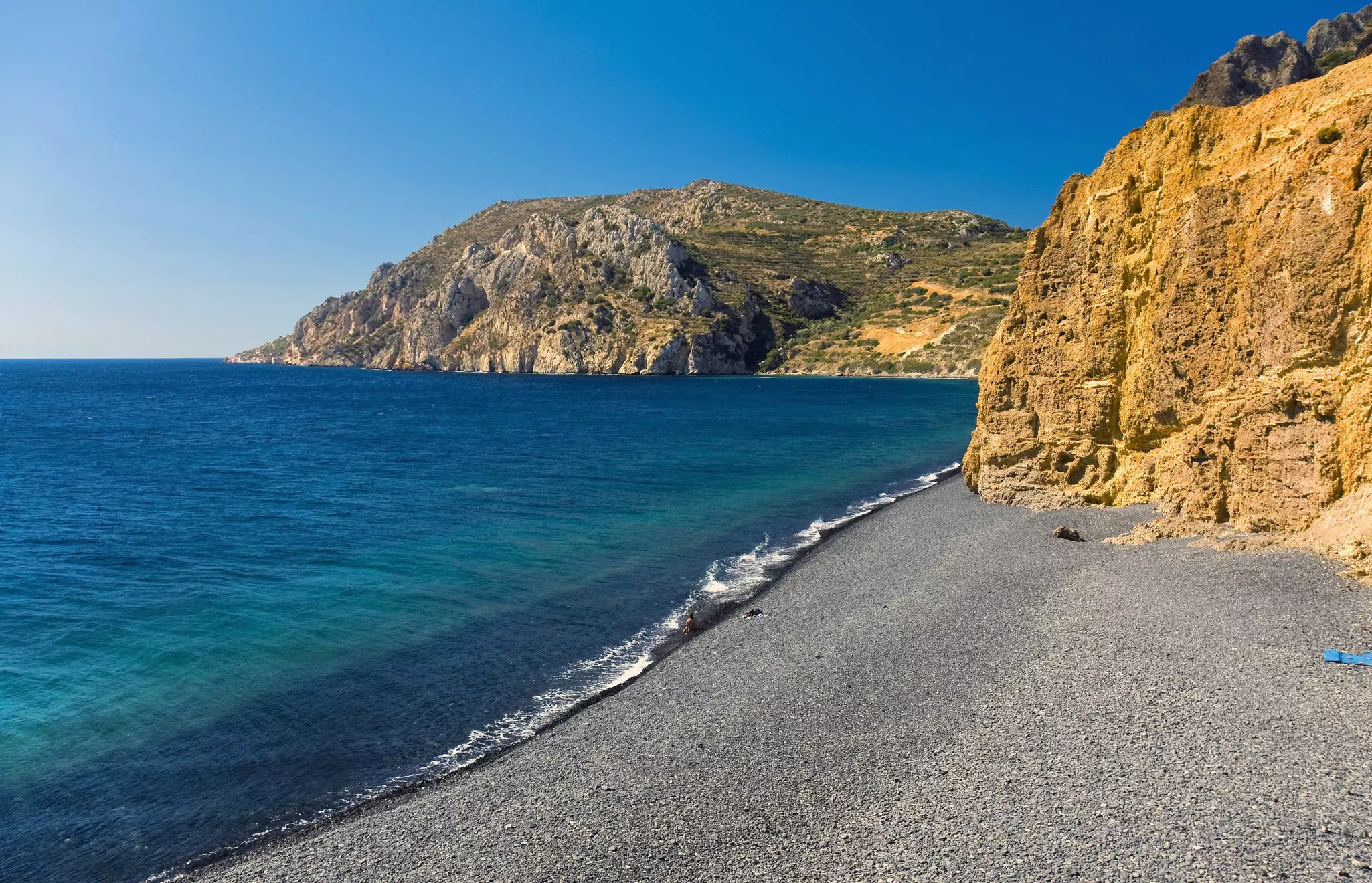 Black-pebbled Mavra Volia is just one of the beautiful and diverse beaches on the island of Chios © G. Filippini / GNTO