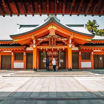2DB0F99 Ehime, Shikoku, Japan - April 21, 2019 : Imabari Castle park Fukiage Shrine