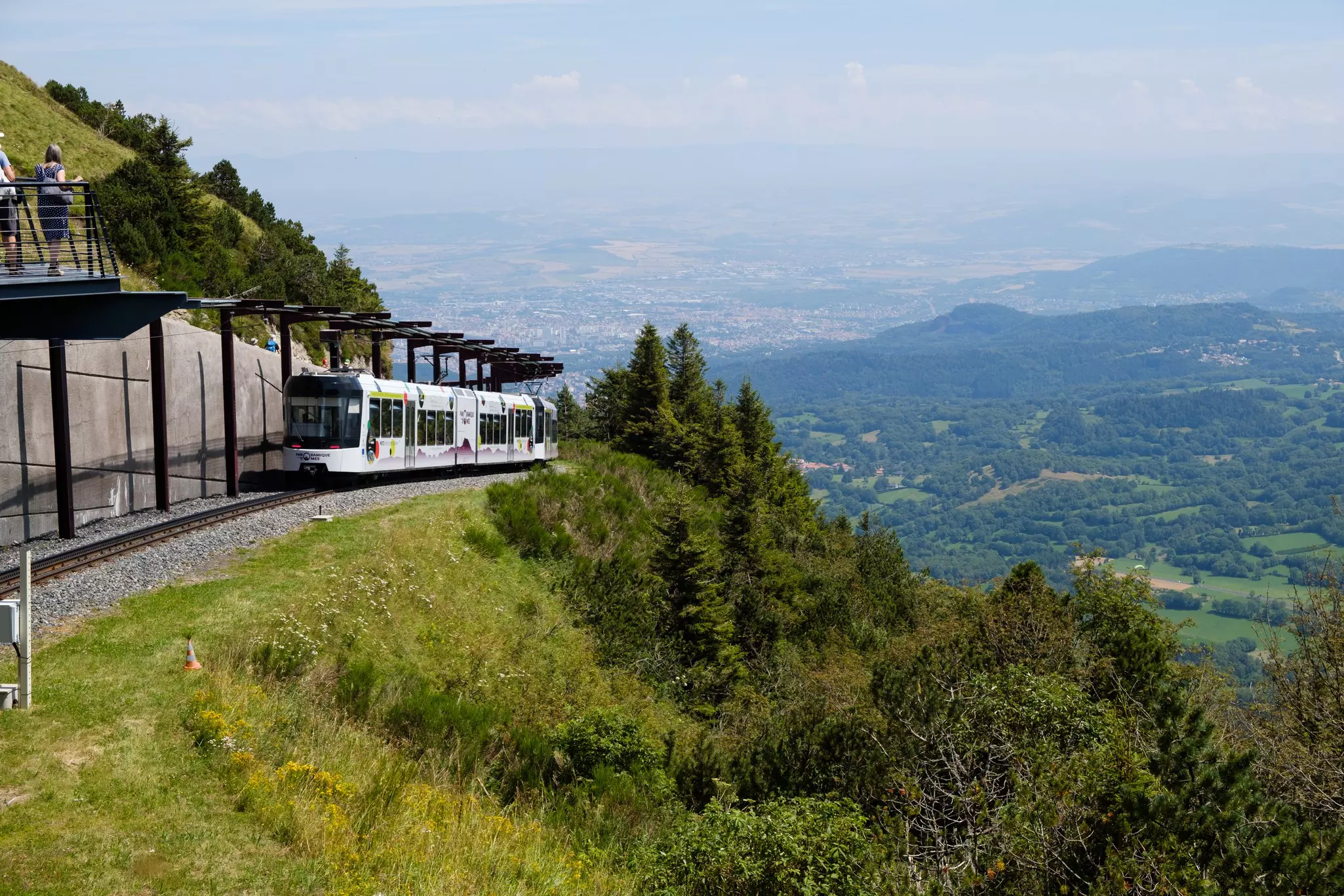 The rack railway (train) to the top of Puy De Dome, entrance into the station at the top of the volcano.