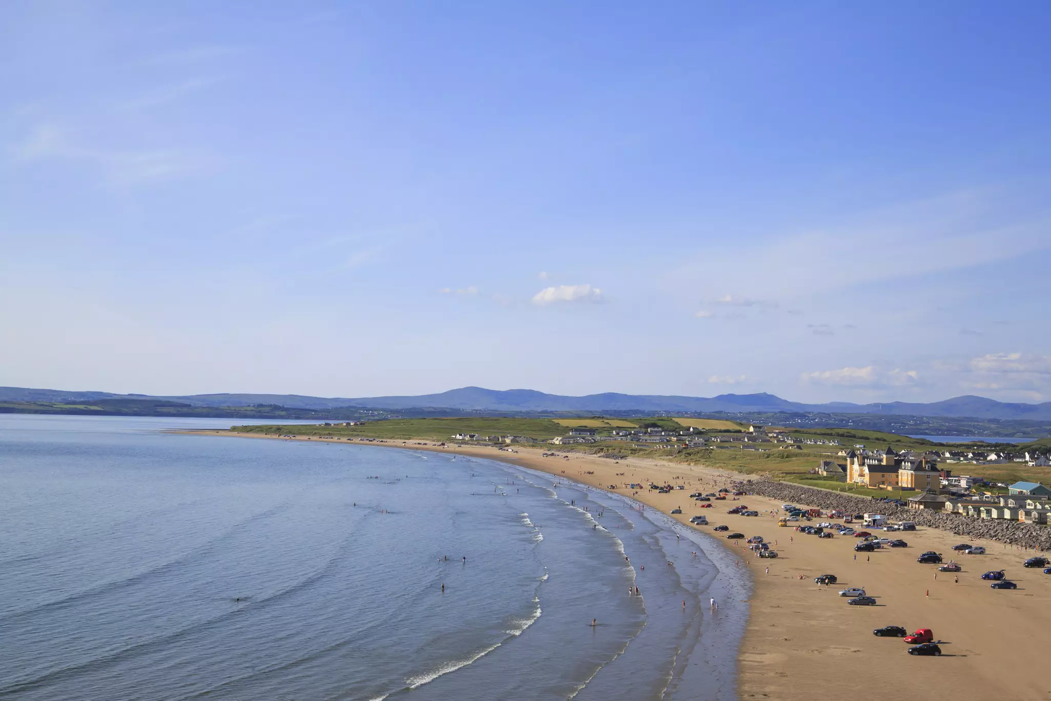 People swimming in the sea at Rossnowlagh Beach, Donegal. 