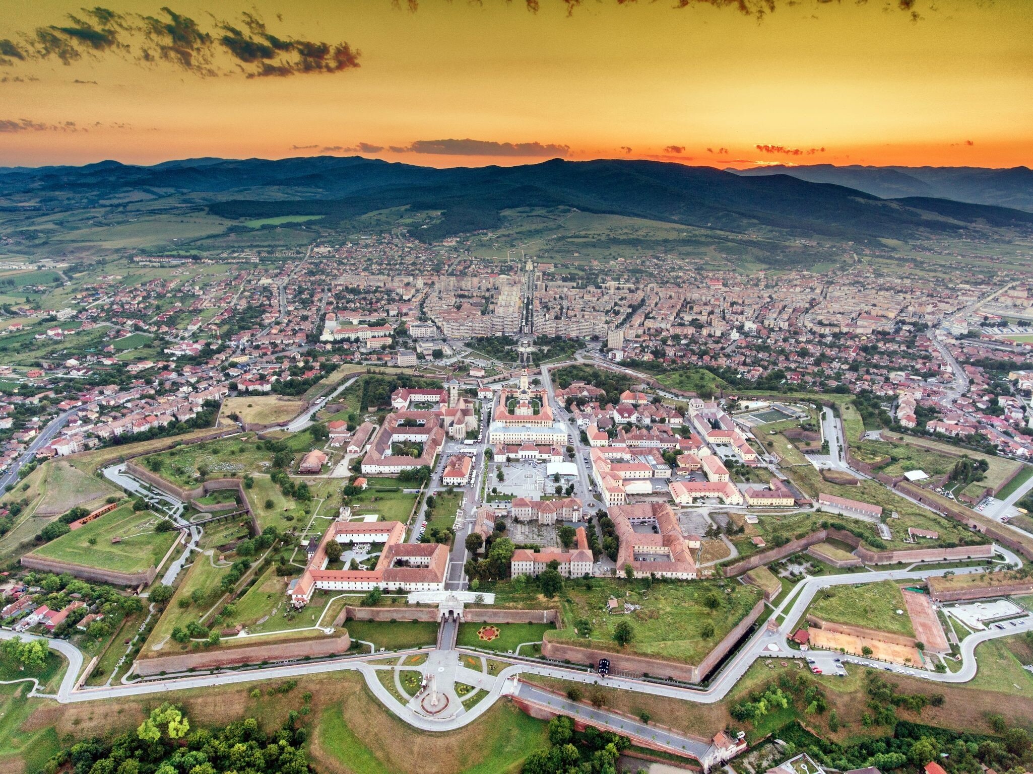 Alba Iulia medieval fortress aerial view at sunset; 
Alba Carolina Citadel

Shutterstock ID 675419281; your: Bridget Brown; gl: 65050; netsuite: Online Editorial; full: POI Image Update
