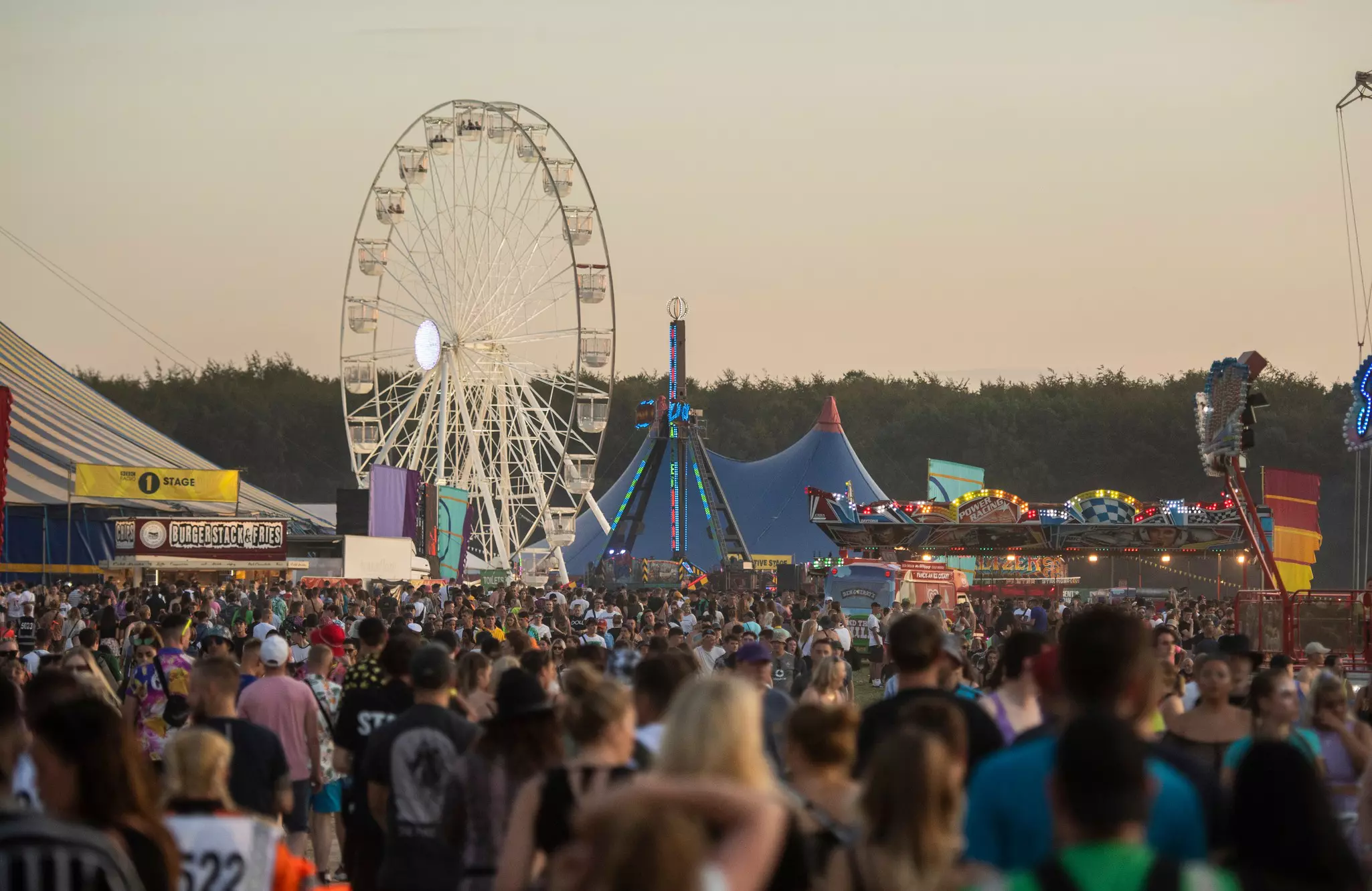 General view of the huge crowds enjoying the weather at Leeds Festival