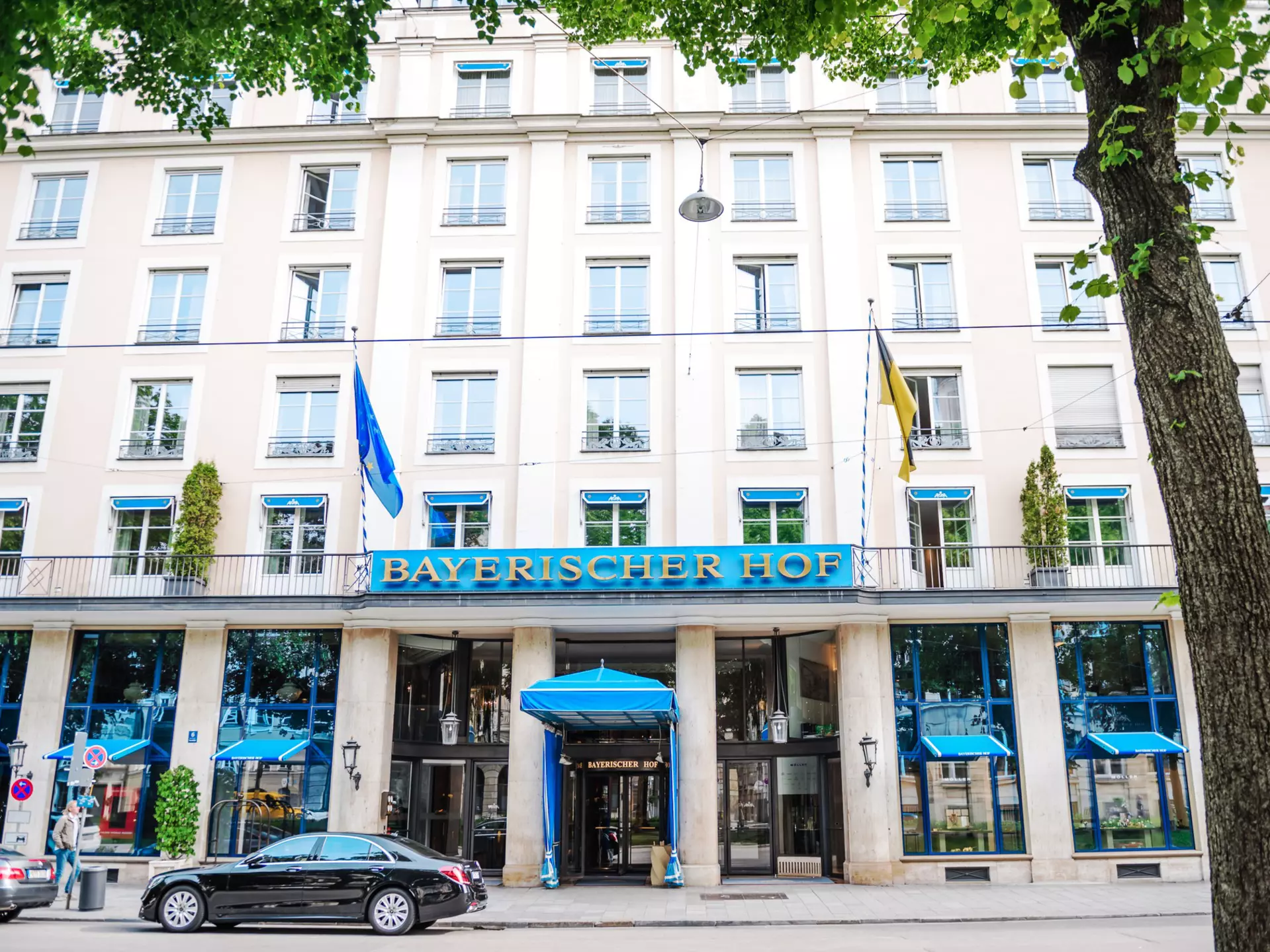 MUNICH, GERMANY - MAy 27, 2019: Hotel Bayerischer Hof five-star luxury Grand Hotel built in 1841, it remains a destination for celebrities and guests of state in Munich, License Type: media, Download Time: 2025-12-01T16:33:20.000Z, User: dermothegarty77, Editorial: true, purchase_order: 56530 - Guidebooks, job:  Global Publishing WIP, client: Western Europe 16, other: Dermot Hegarty