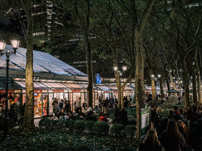 New York - November 24, 2024: Christmas Winter Village where seasonal items are sold with a sky ice rink located in Bryant Park, Manhattan, USA, License Type: media, Download Time: 2025-11-18T21:44:55.000Z, User: adouglaslott59, Editorial: true, purchase_order: 65050 - Digital Destinations and Articles, job: Online editorial, client: Ultimate Christmas weekend in Manhattan, other: Ann Douglas Lott
