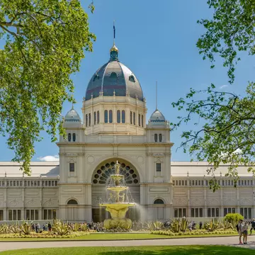 Facade of the Royal Exhibition Building located in Carlton Gardens in Melbourne, Victoria, Australia.