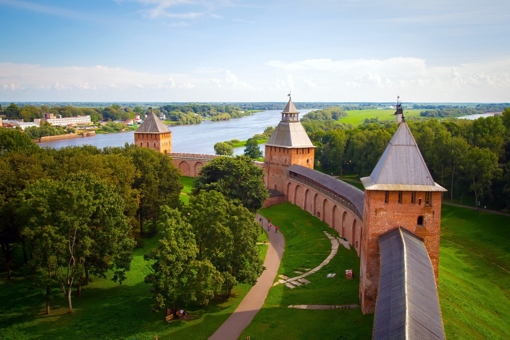 View from one of towers of the Kremlin in Veliky Novgorod.