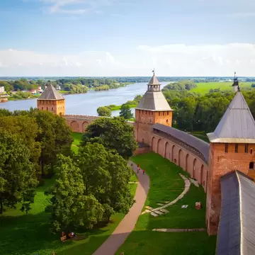 View from one of towers of the Kremlin in Veliky Novgorod.