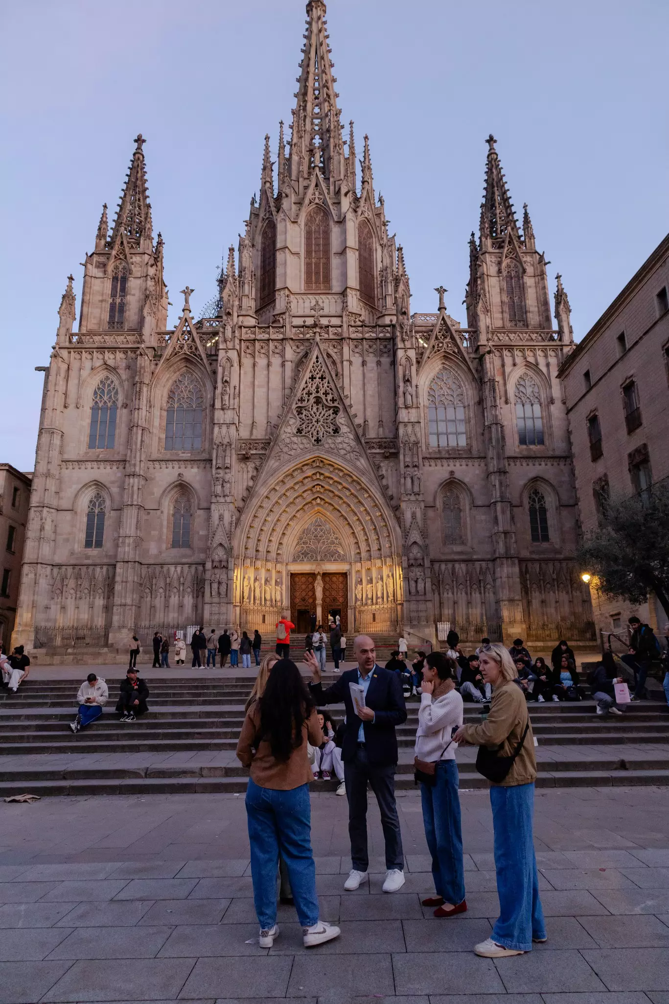 Cathedral of Barcelona in the Gothic Quarter.
