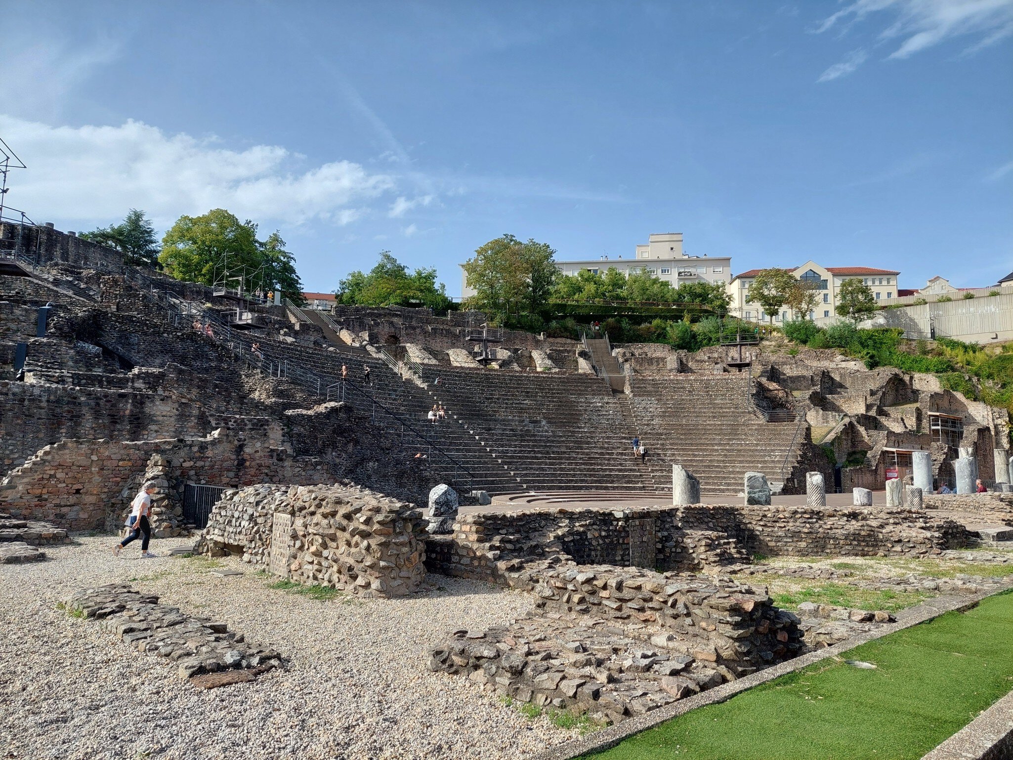 Remains of ancient Roman theatre on Fourviere Hill in Lyon, France.