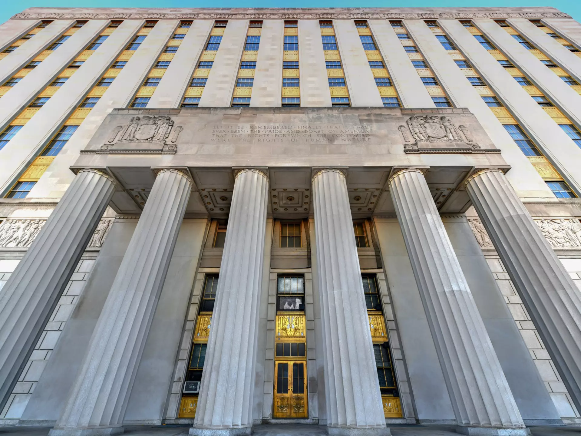 The front of the Bronx County Courthouse building