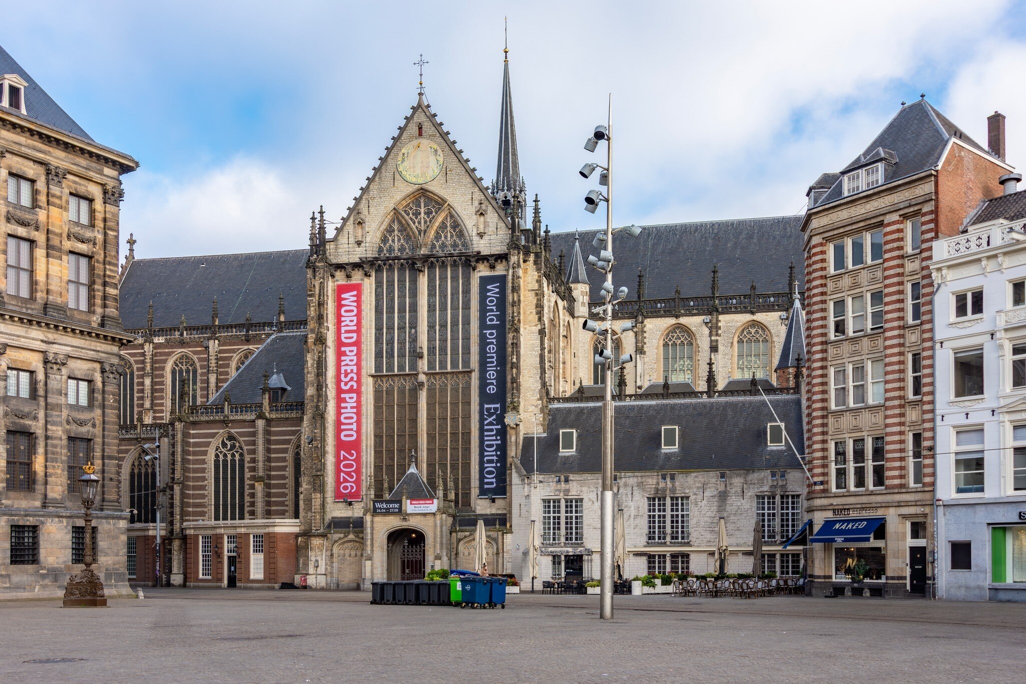 Exterior view of Nieuwe Kerk (New Church) on Dam square in Amsterdam.