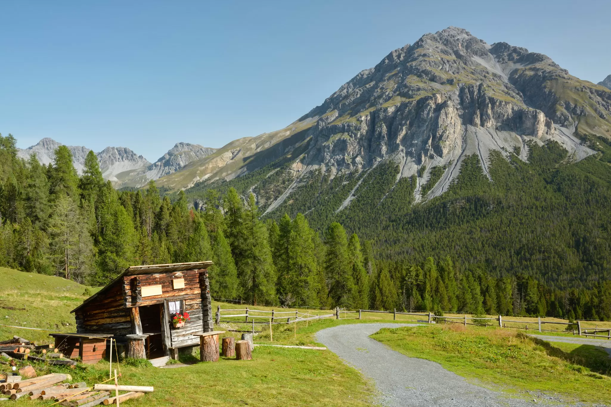 Hiking in Swiss National Park near Zernez, Switzerland