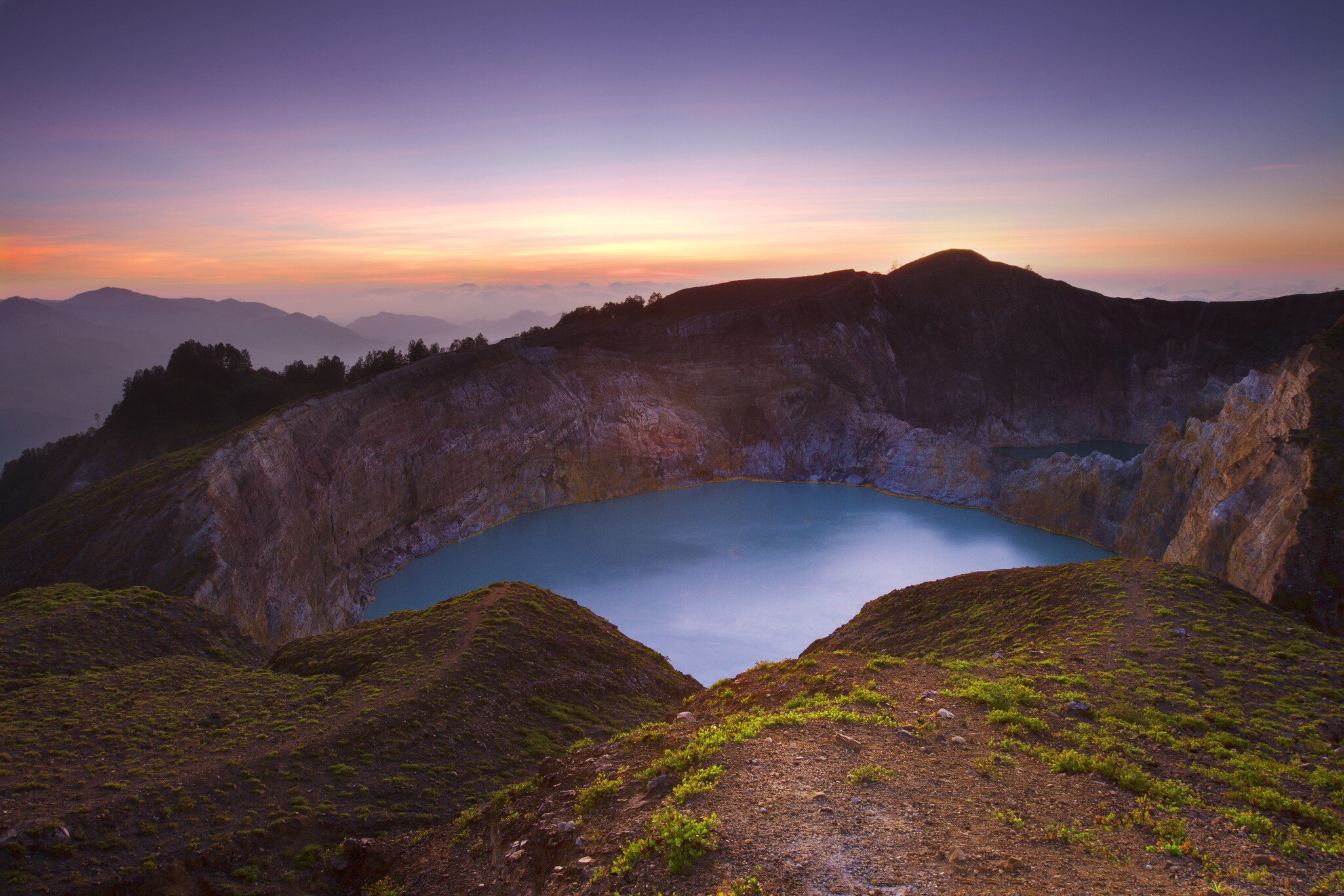 Colors of Dawn Over Mount Kelimutu