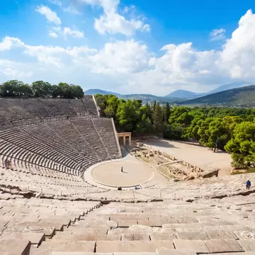 View of the Theatre of Epidavros in Greece.