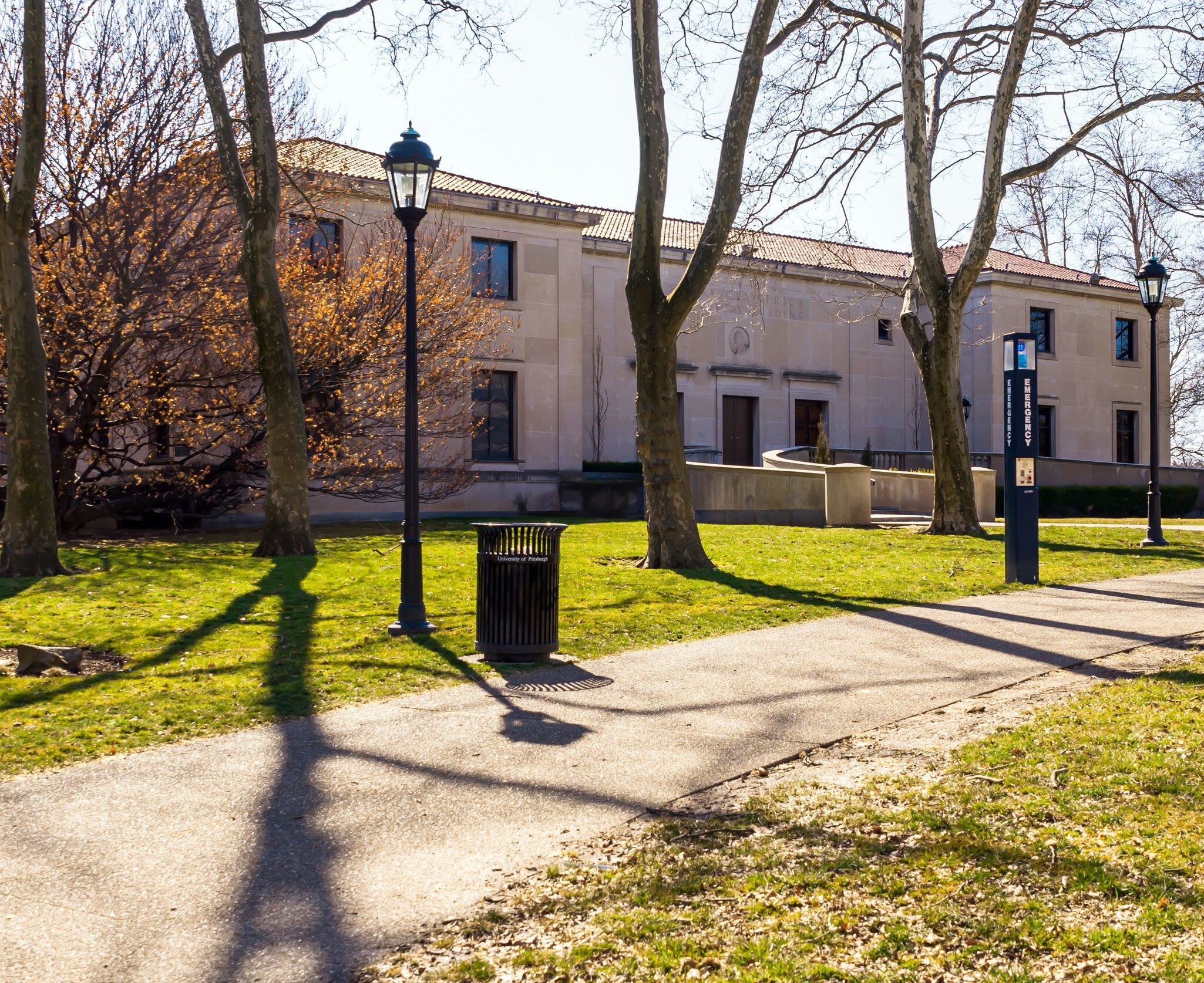Pittsburgh, Pennsylvania, USA 3/8/20 The Frick Fine Arts building on the campus of the University of Pittsburgh on a sunny winter day