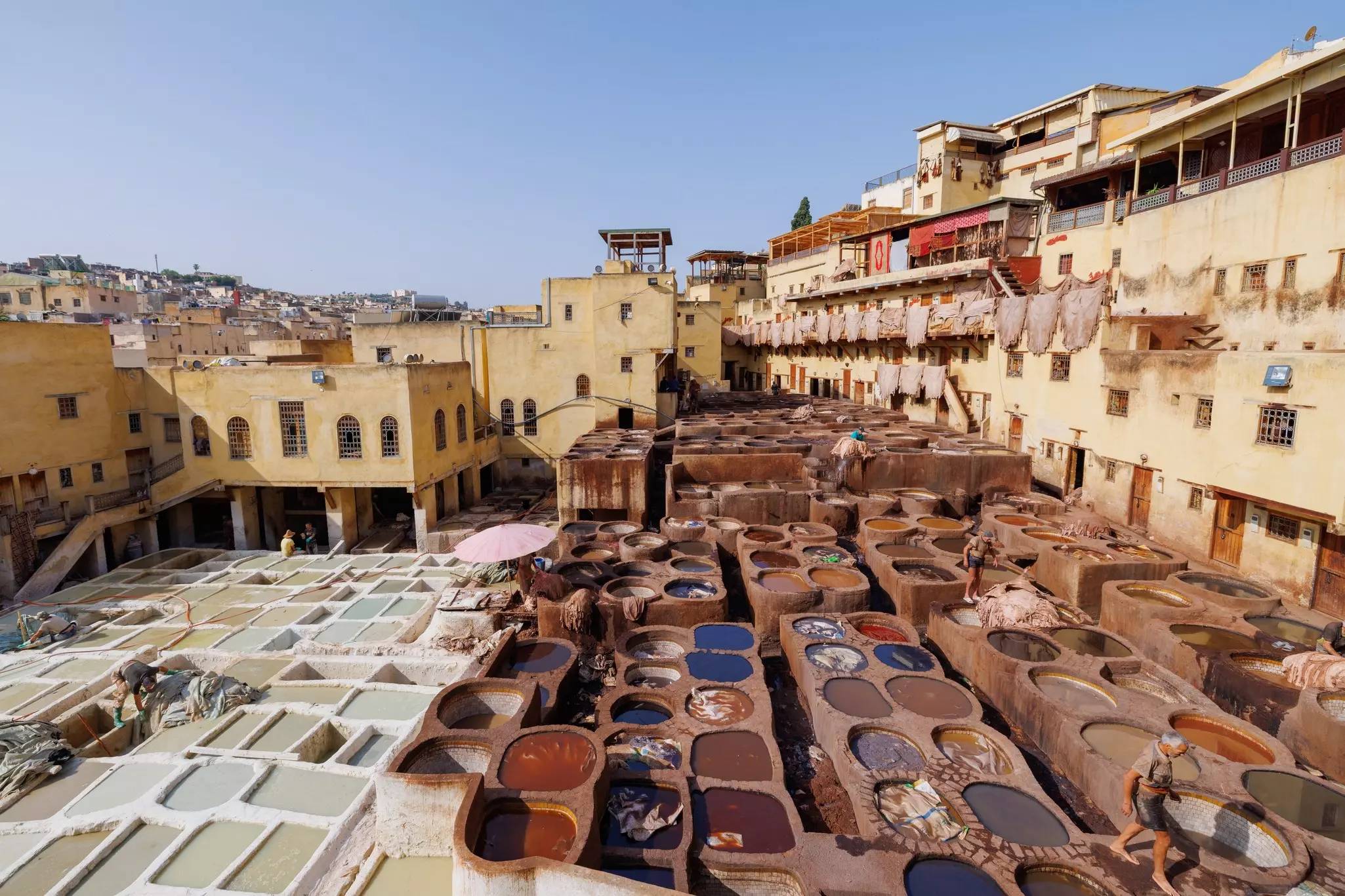Workers at a tannery in Morocco. 