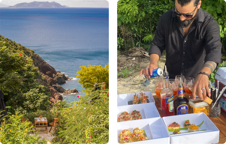 Path to the water with snacks