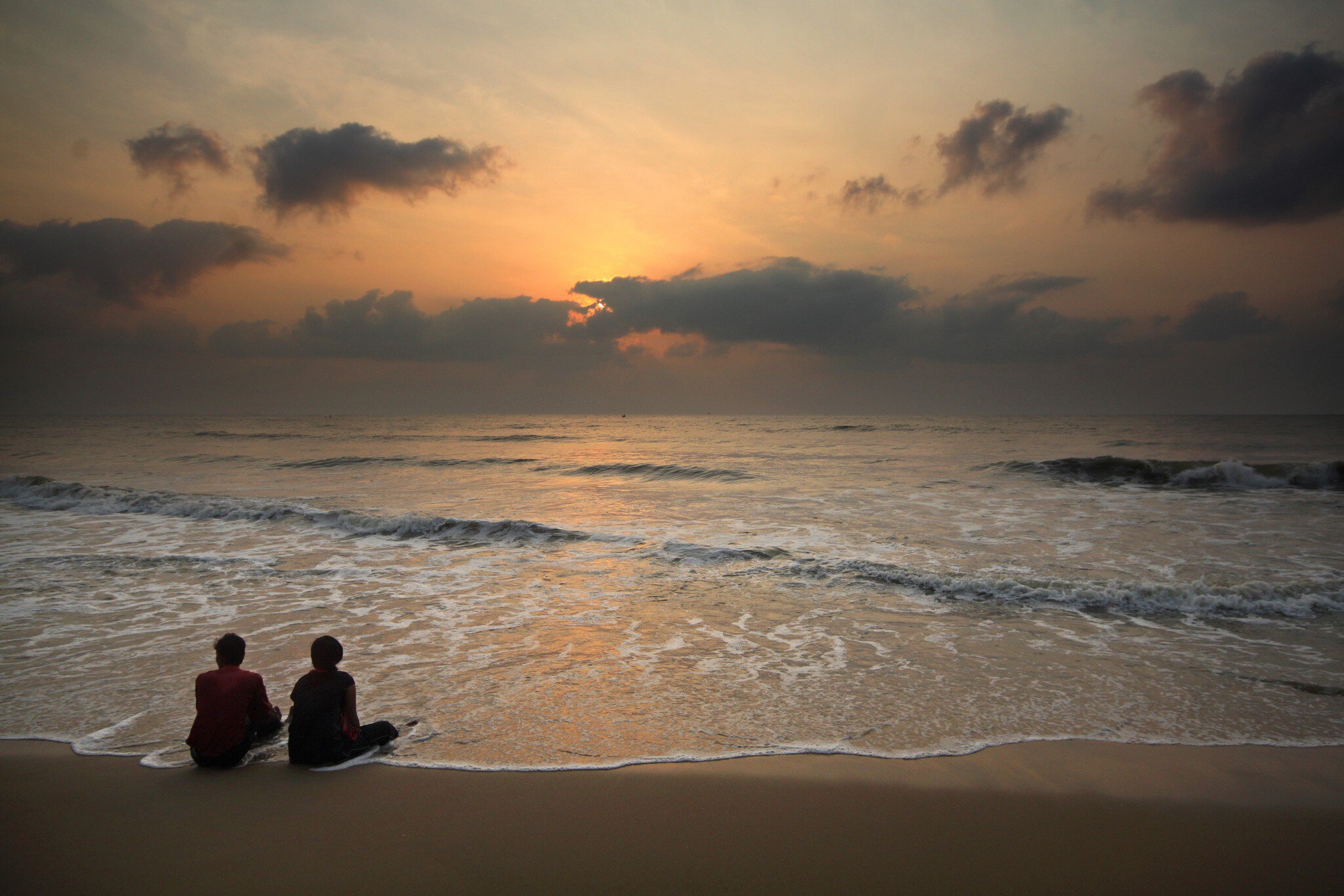 Two people at Marina beach