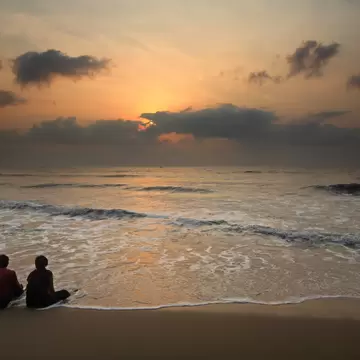 Two people at Marina beach