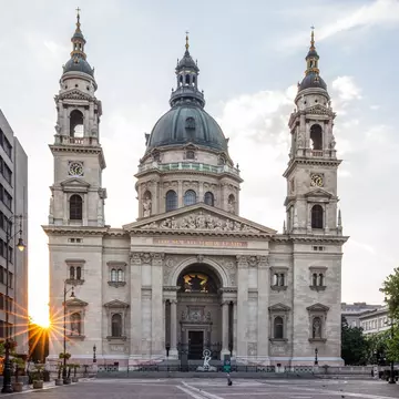 View of the exterior of the Basilica of St Stephen in Budapest, Hungary.