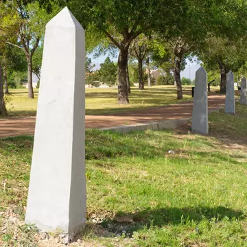 Chamizal National Memorial former border marker in El Paso, Texas, USA