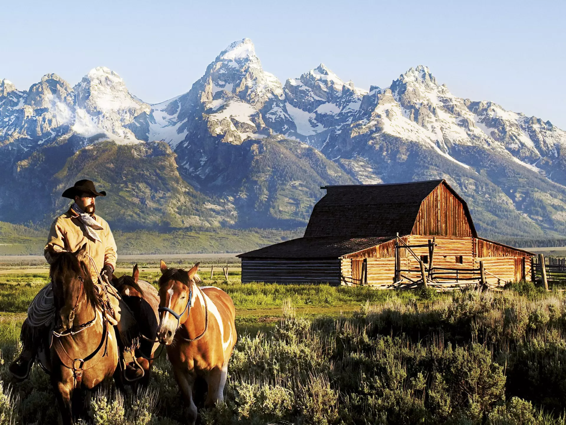 Cowboy on horseback near John Moulton Barn, Mormon Row.
Lonely Planet Traveller Magazine, Issue 9, Grand Teton, Park Life