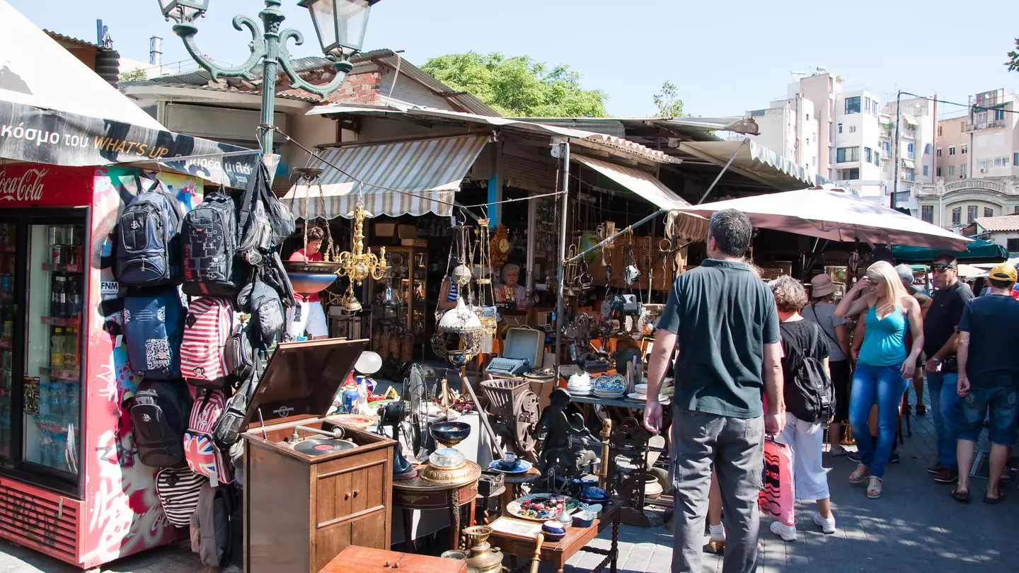 The flea market in Monastiraki in Athens, Greece