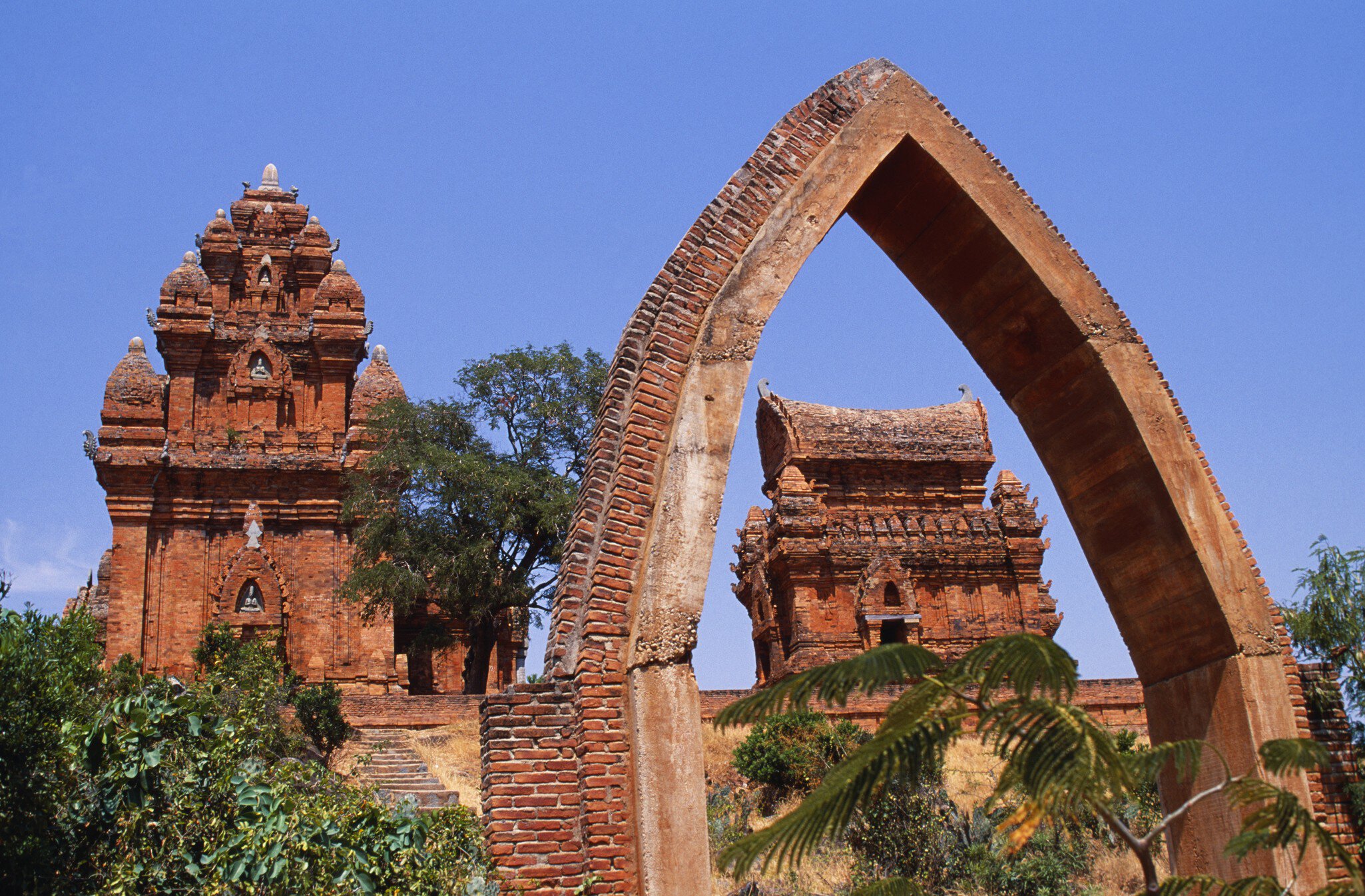 Vietnam, Ninh Thuan Province, Phan Rang. Po Klong Garai Cham Towers.Brick built remnants of the Cham Kingdom of Panduranga, which dates back to 14th Century and the rule of King Jaya Simharvarman III. Not only are the towers famous for their architecture