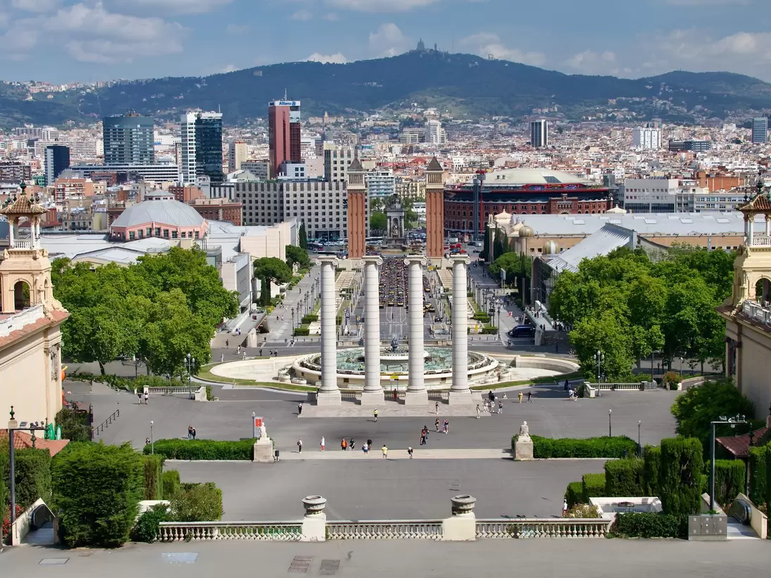 View over the Plaça d’Espanya in Barcelona, Spain.
