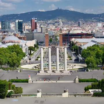 View over the Plaça d’Espanya in Barcelona, Spain.