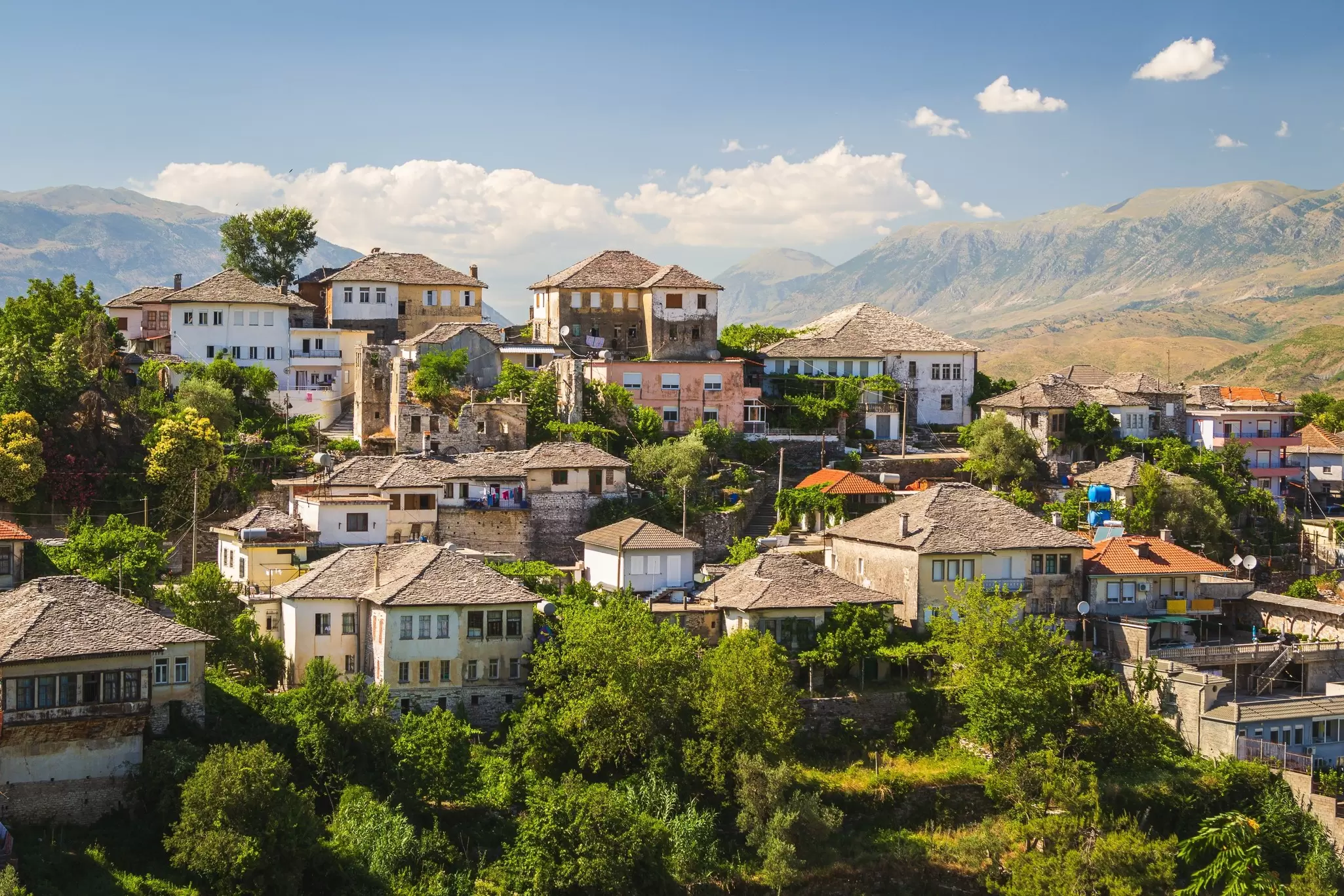 A traditional hilltop town; Gjirokastër, Albania