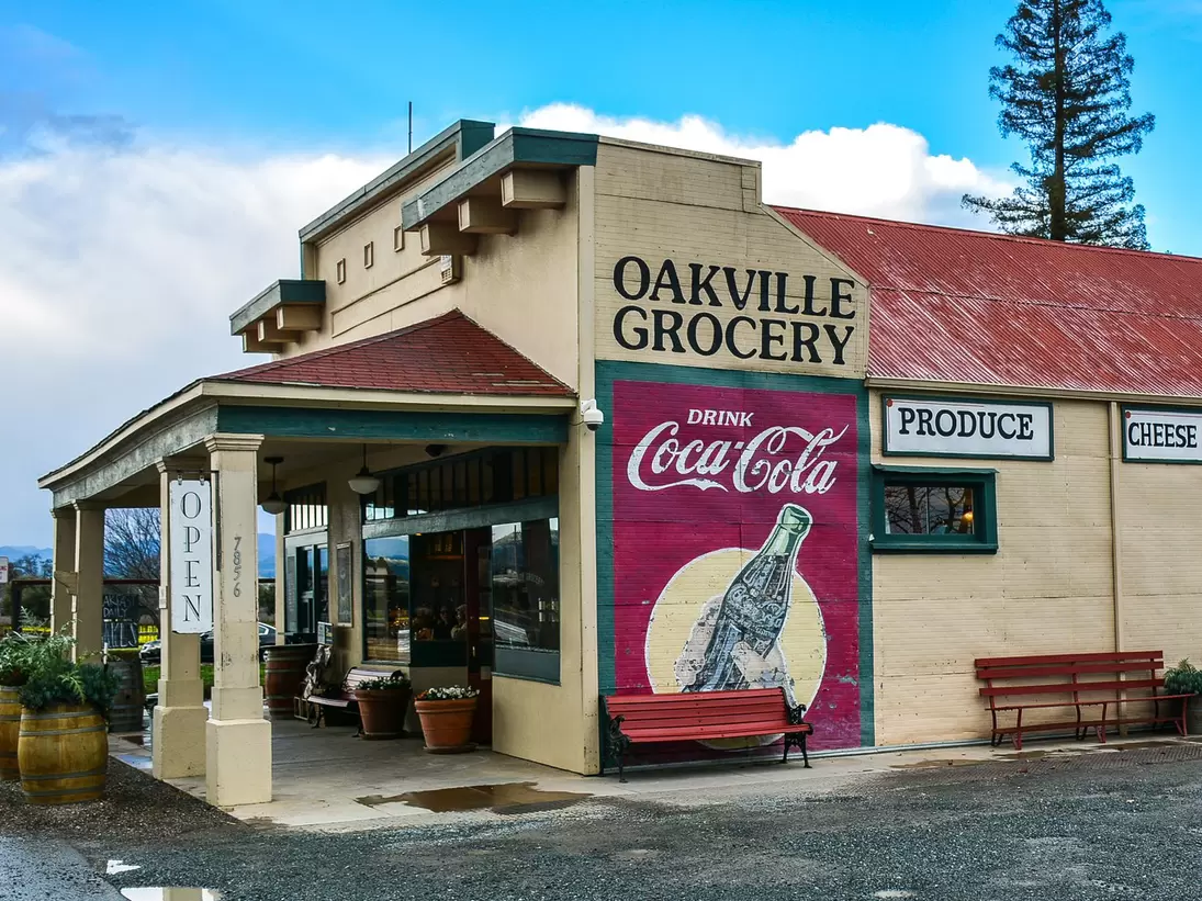 Oakville, CA/USA - Jan. 31, 2016: Oakville Grocery. Founded in 1881, Oakville Grocery is the oldest continually operating grocery store in the state of California.  License Type: media  Download Time: 2023-05-20T06:55:03.000Z  User: claramonitto  Is Editorial: Yes  purchase_order:   