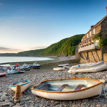 Boats in the harbour at Clovelly an historic fishing village on the Devon Heritage Coast; Shutterstock ID 285301700; Your name (First / Last): Josh Vogel; Project no. or GL code: 56530; Network activity no. or Cost Centre: Online-Design; Product o...