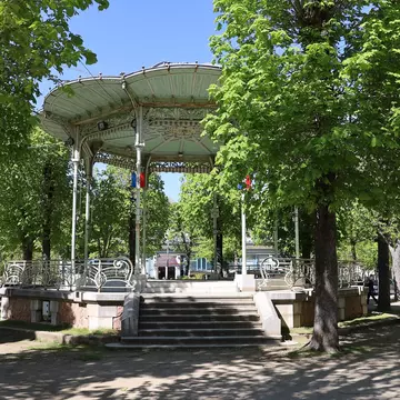 Vichy, France - 04 16 2022 : Bandstand or gazebo in the Parc des Sources, town of Vichy, Allier department, France; Shutterstock ID 2148611179;