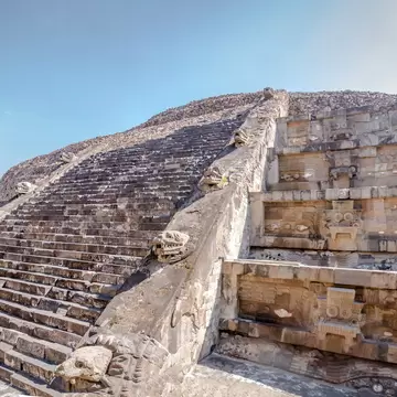 Quetzalcoatl Pyramid Temple at Teotihuacan Ruins - Mexico City, Mexico
