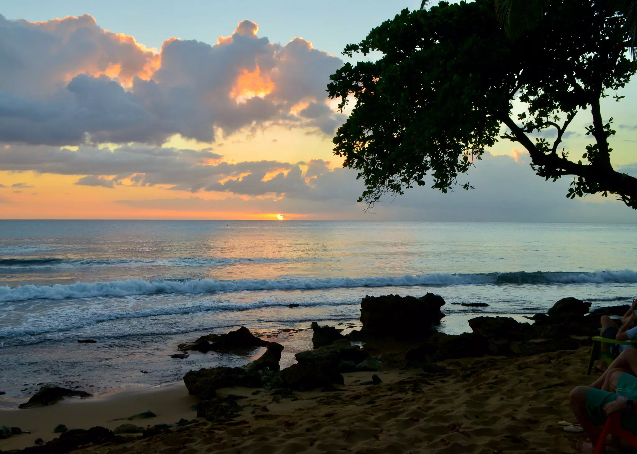 Sunset on a beach in Rincón, Puerto Rico
