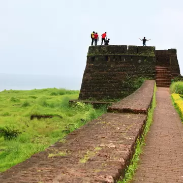 People standing atop Bekal Fort, the largest fort in Kerala, situated at Kasaragod district, North Kerala. spreading over 40 acres.